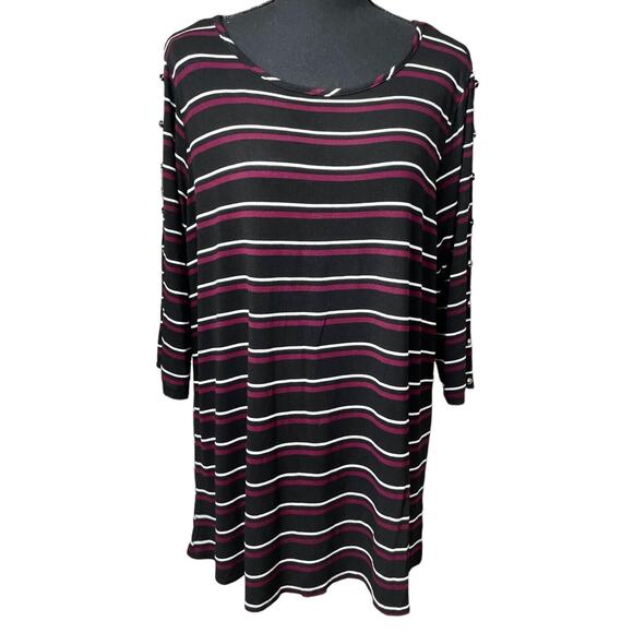 French Laundry Tops - French Laundry Women Striped 3/4 Sleeve Top Snap Button SZ/1X